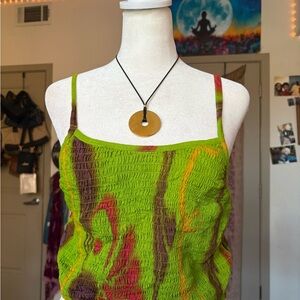 Vibrant Green Smocked Women's Top